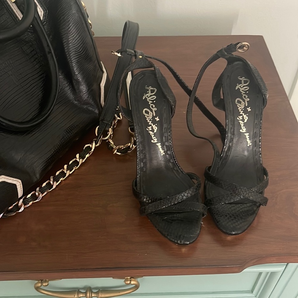 Alice & Olivia Snakeskin Strappy Heels